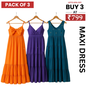 Women’s 3 Combo Maxi Dress Collection – Soft Wear Comfort & Style | MD-04
