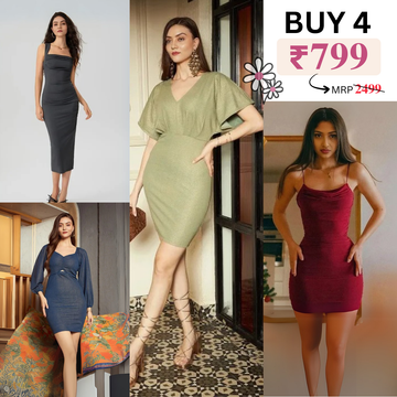 Pack of 4 Trendy Bodycon Styles | Women’s Fashion Dress Set | BS-02