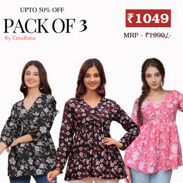 3 Floral Kurtis in one perfect combo | soft, classic, and effortlessly stylish | SC-02