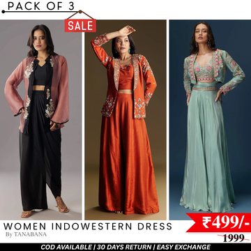 Elegant Indo-Western 3-Piece Combo | Jacket, Shrug, or Dupatta | IW-06