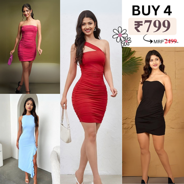 Pack of 4 Trendy Bodycon Styles | Women’s Fashion Dress Set | BS-03