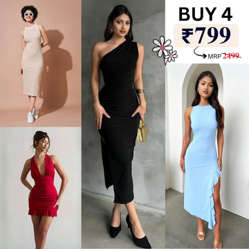 Pack of 4 Trendy Bodycon Styles | Women’s Fashion Dress Set | BS-04