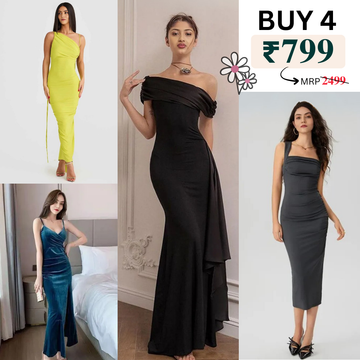 Pack of 4 Trendy Bodycon Styles | Women’s Fashion Dress Set | BS-05