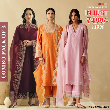 Celebrate Tradition with Our 3 Combo Festive Kurta Sets + Dupatta | FK-05