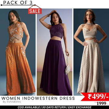 Elegant Indo-Western 3-Piece Combo | Jacket, Shrug, or Dupatta | IW-10