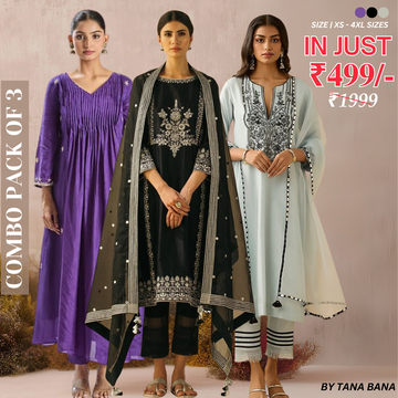Celebrate Tradition with Our 3 Combo Festive Kurta Sets + Dupatta | FK-08