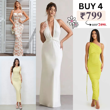 Pack of 4 Trendy Bodycon Styles | Women’s Fashion Dress Set | BS-08
