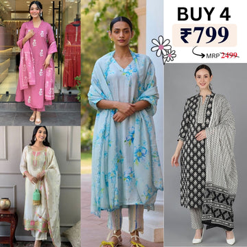 Pack of 4 Cotton Kurtis – Perfect for Every Occasion, Stylish and Comfortable! | COK-08