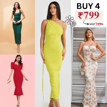 Pack of 4 Trendy Bodycon Styles | Women’s Fashion Dress Set | BS-09