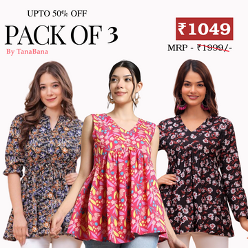 3 Floral Kurtis in one perfect combo | soft, classic, and effortlessly stylish | SC- 05