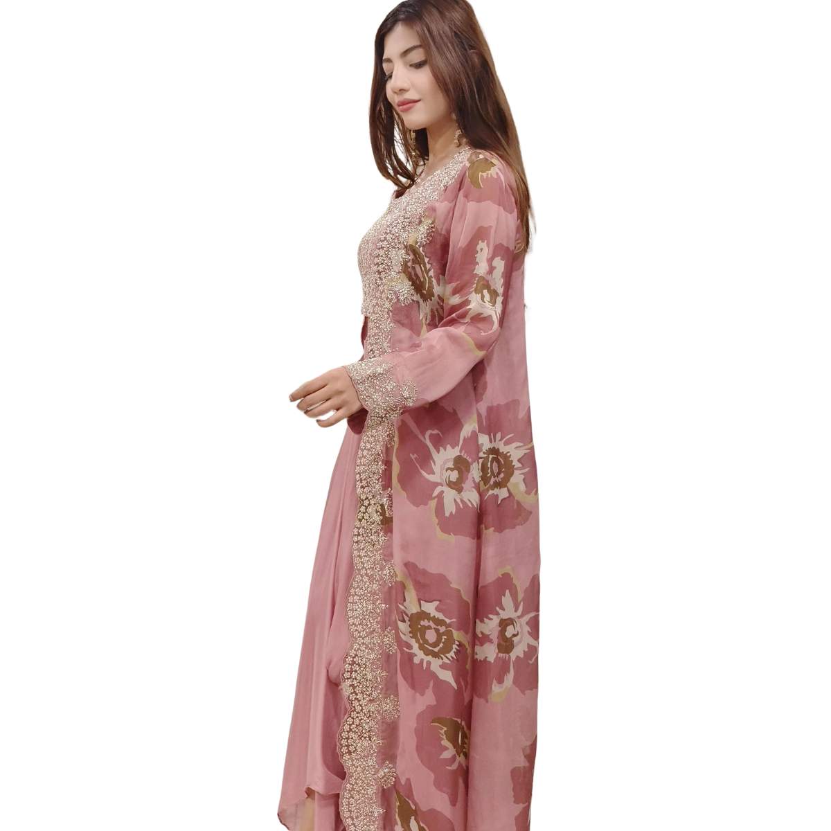 Elegant Indo-Western 3-Piece Combo | Jacket, Shrug, or Dupatta | IW-12