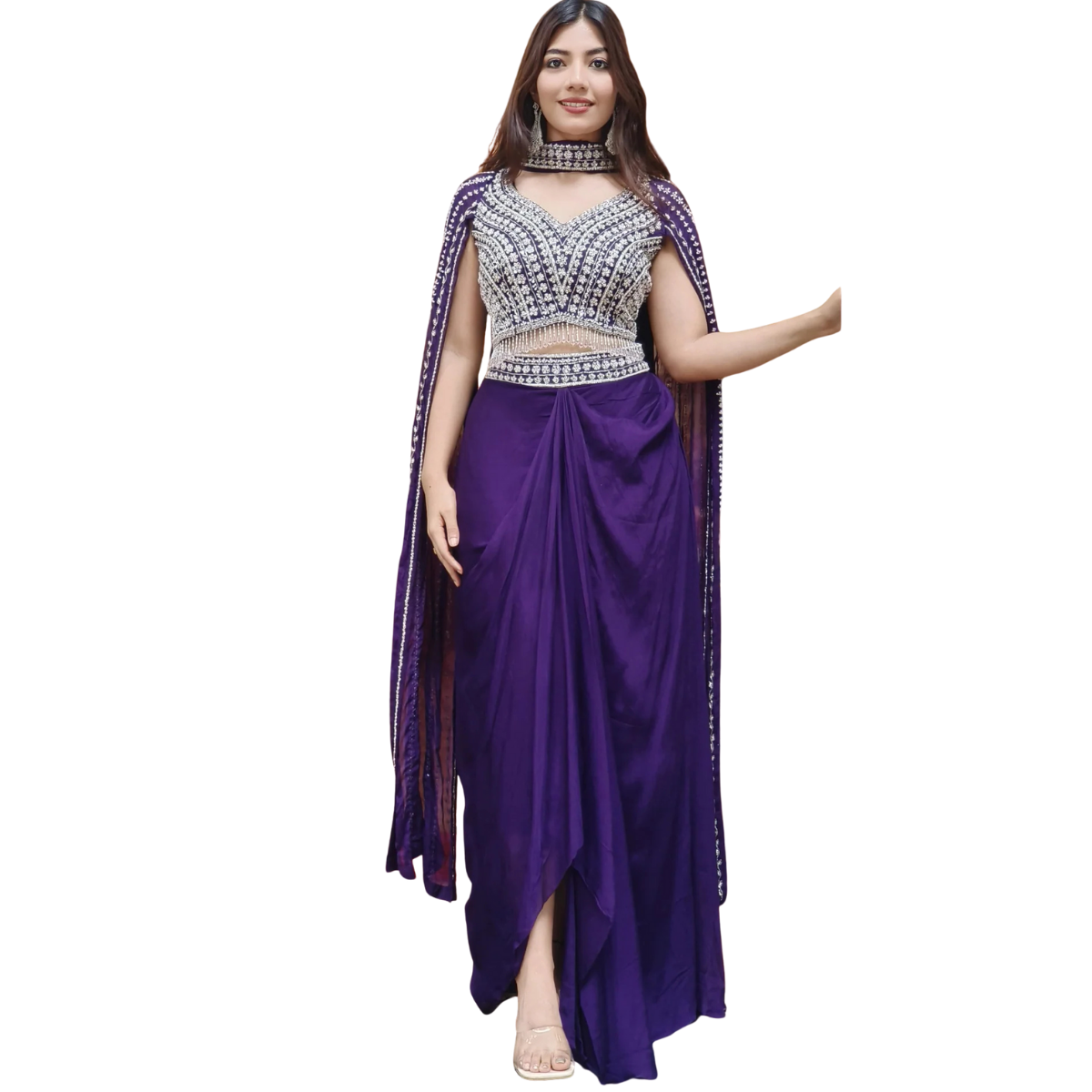 Elegant Indo-Western 3-Piece Combo | Jacket, Shrug, or Dupatta | IW-12
