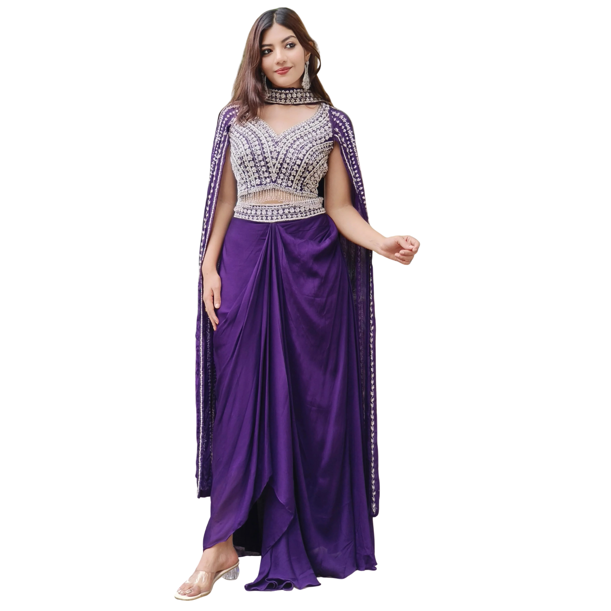 Elegant Indo-Western 3-Piece Combo | Jacket, Shrug, or Dupatta | IW-12