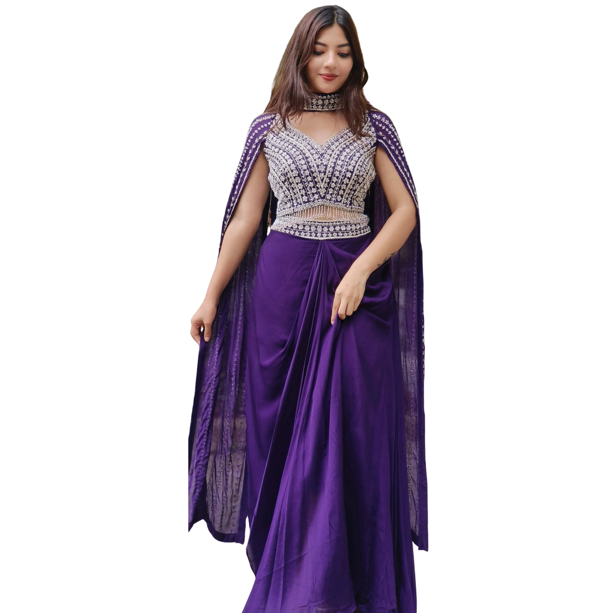Elegant Indo-Western 3-Piece Combo | Jacket, Shrug, or Dupatta | IW-12