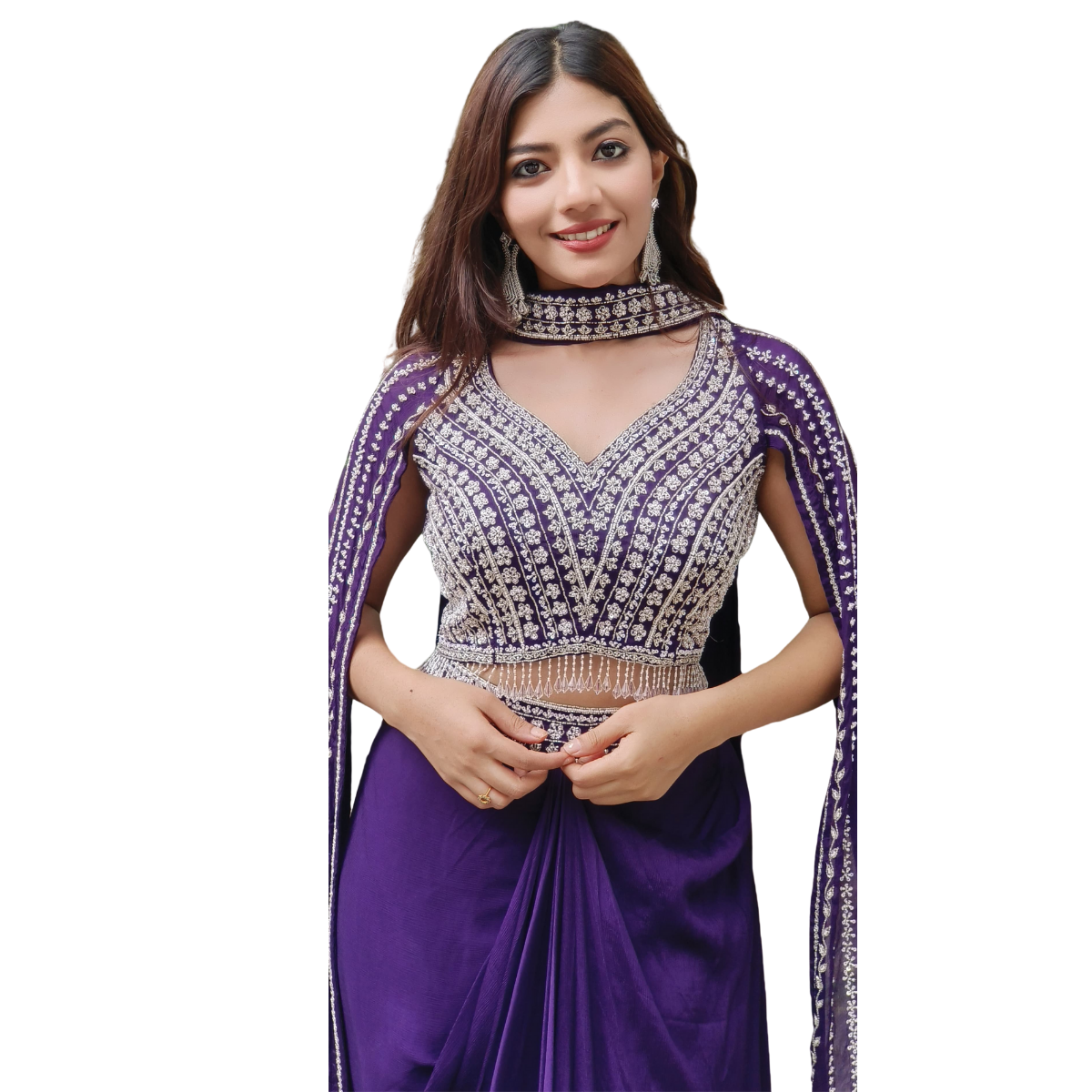 Elegant Indo-Western 3-Piece Combo | Jacket, Shrug, or Dupatta | IW-12