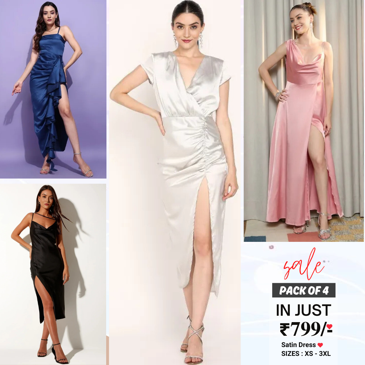 4 Combo Women’s Satin Dress Luxe Looks for Every Occasion | SD-10