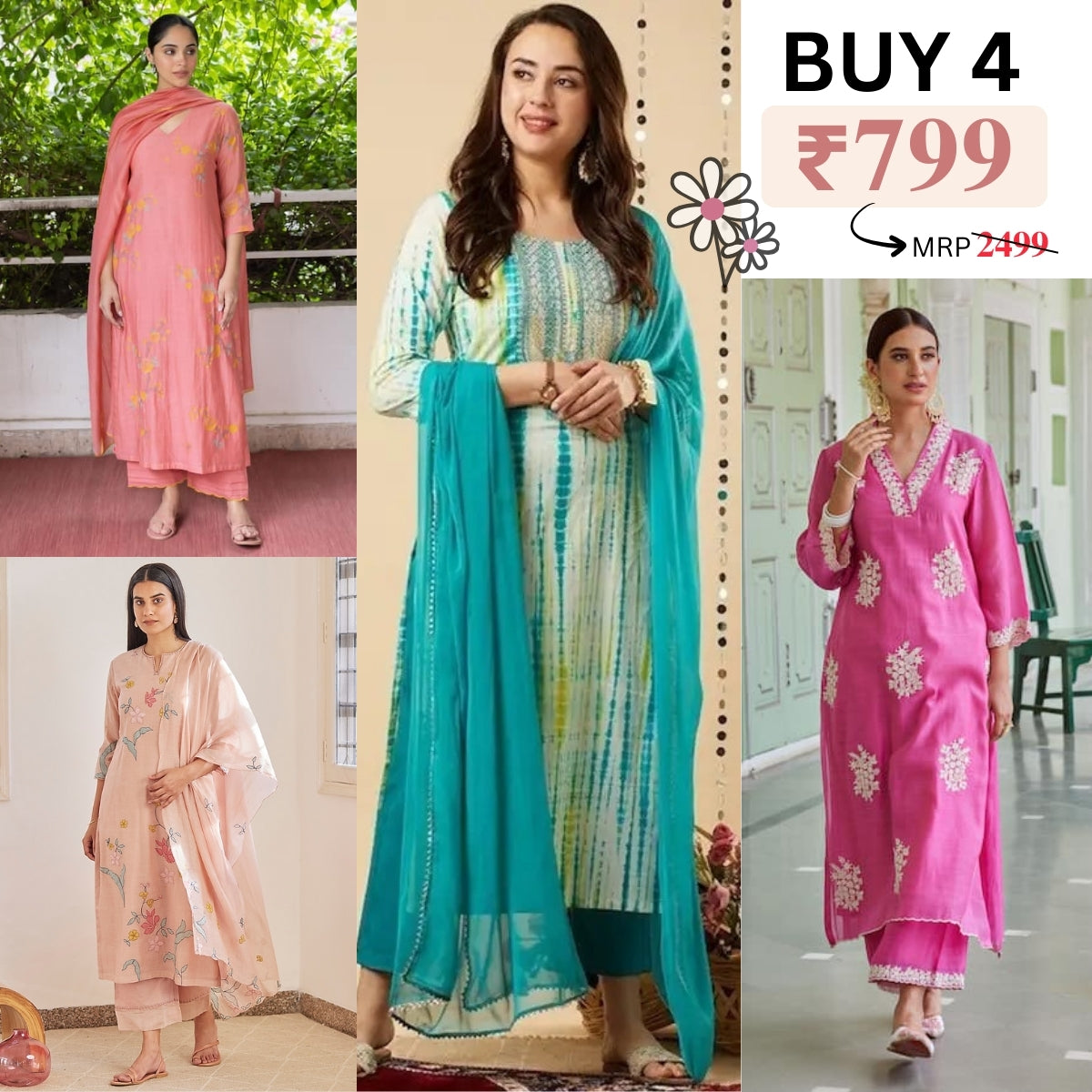 Pack of 4 Cotton Kurtis – Perfect for Every Occasion, Stylish and Comfortable! | COK-10
