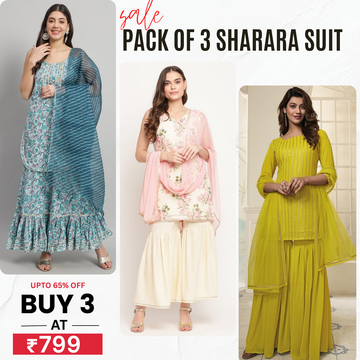 3-Piece Cotton Sharara Set with Dupatta for Women – Soft, Comfortable & Stylish Combo Pack | SD-10