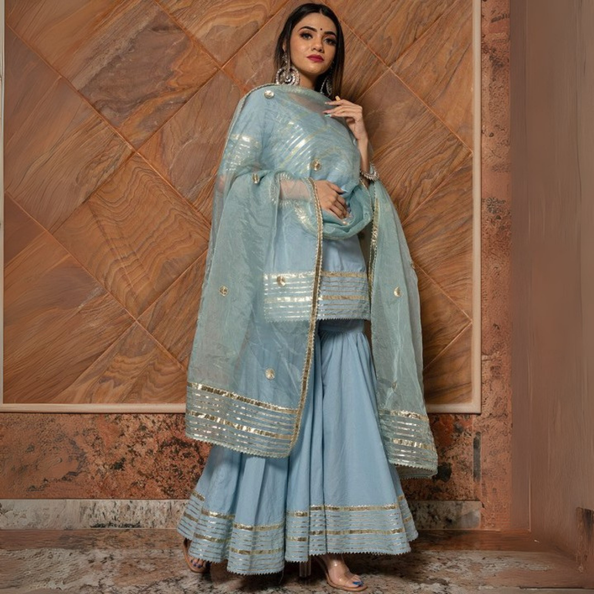 3-Piece Cotton Sharara Set with Dupatta for Women – Soft, Comfortable & Stylish Combo Pack | SD-14
