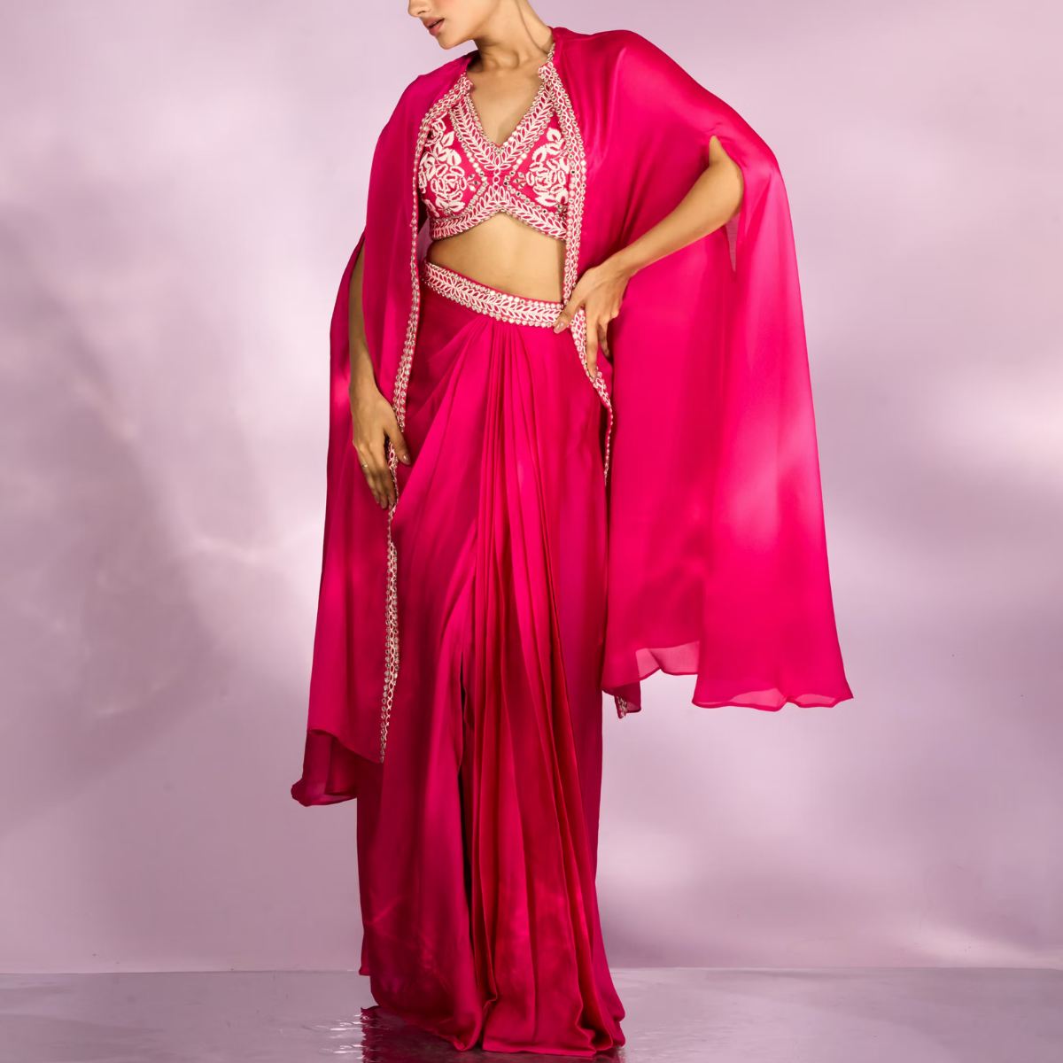 Elegant Indo-Western 3-Piece Combo | Jacket, Shrug, or Dupatta | IW-07