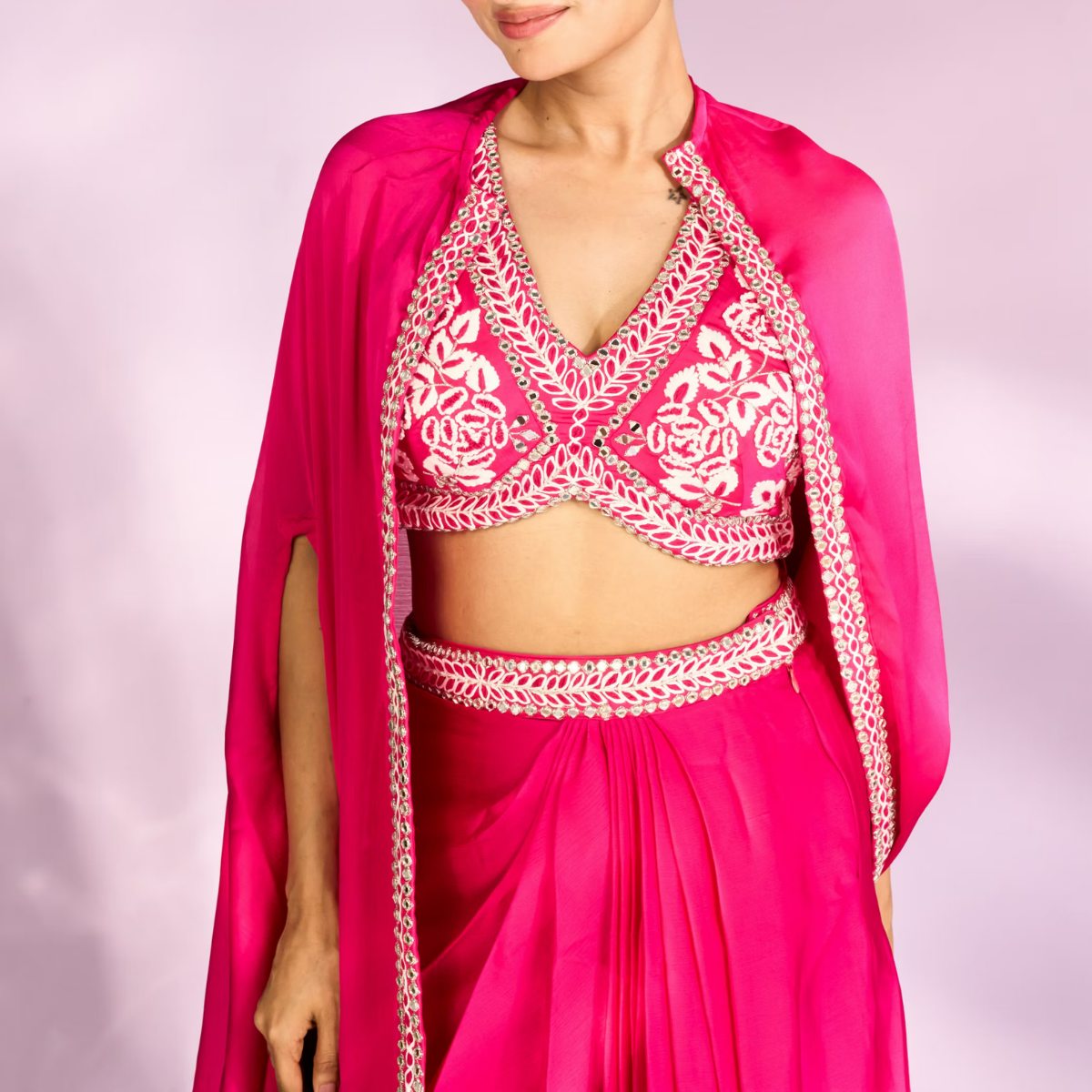 Elegant Indo-Western 3-Piece Combo | Jacket, Shrug, or Dupatta | IW-07