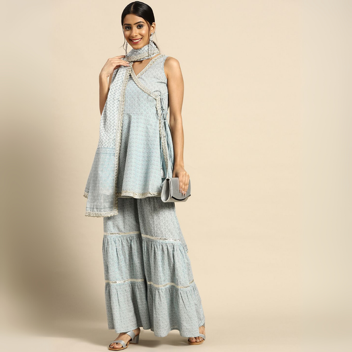 3-Piece Cotton Sharara Set with Dupatta for Women – Soft, Comfortable & Stylish Combo Pack | SD-02