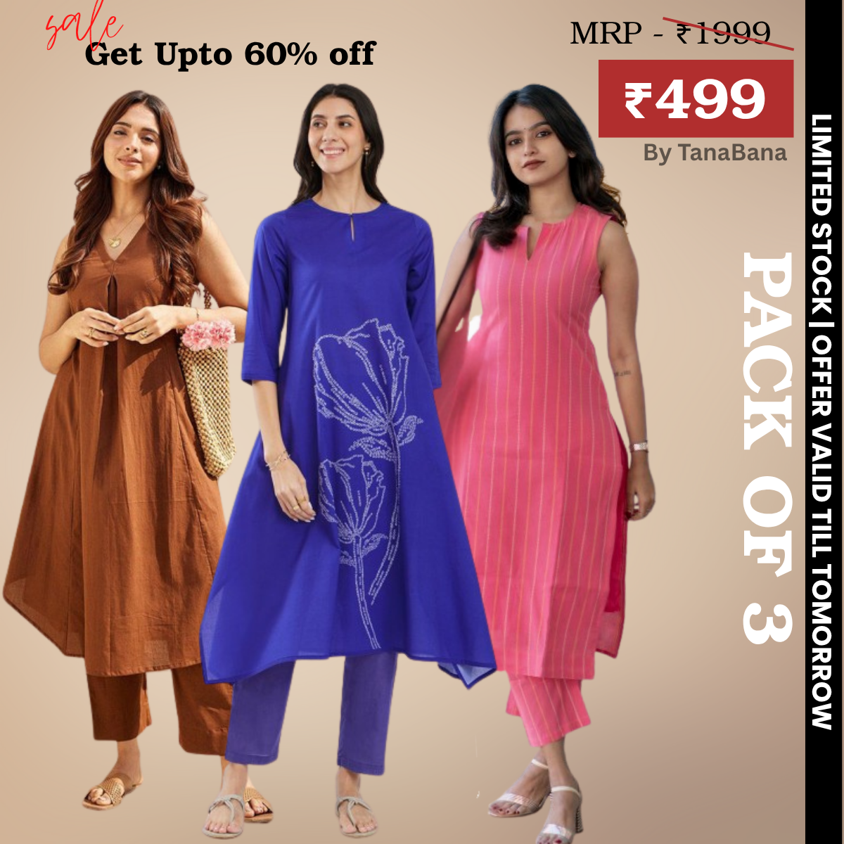 Pack of 3 Kurti Palazzo sets|soft, breathable & ideal for all-day wear | KP-11