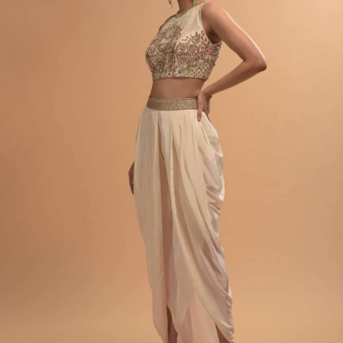 Elegant Indo-Western 3-Piece Combo | Jacket, Shrug, or Dupatta | IW-07
