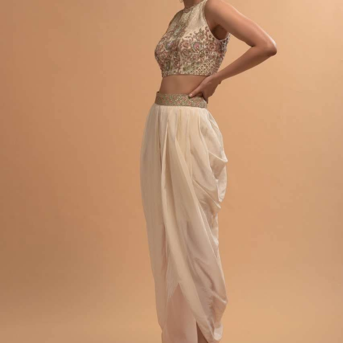 Elegant Indo-Western 3-Piece Combo | Jacket, Shrug, or Dupatta | IW-07