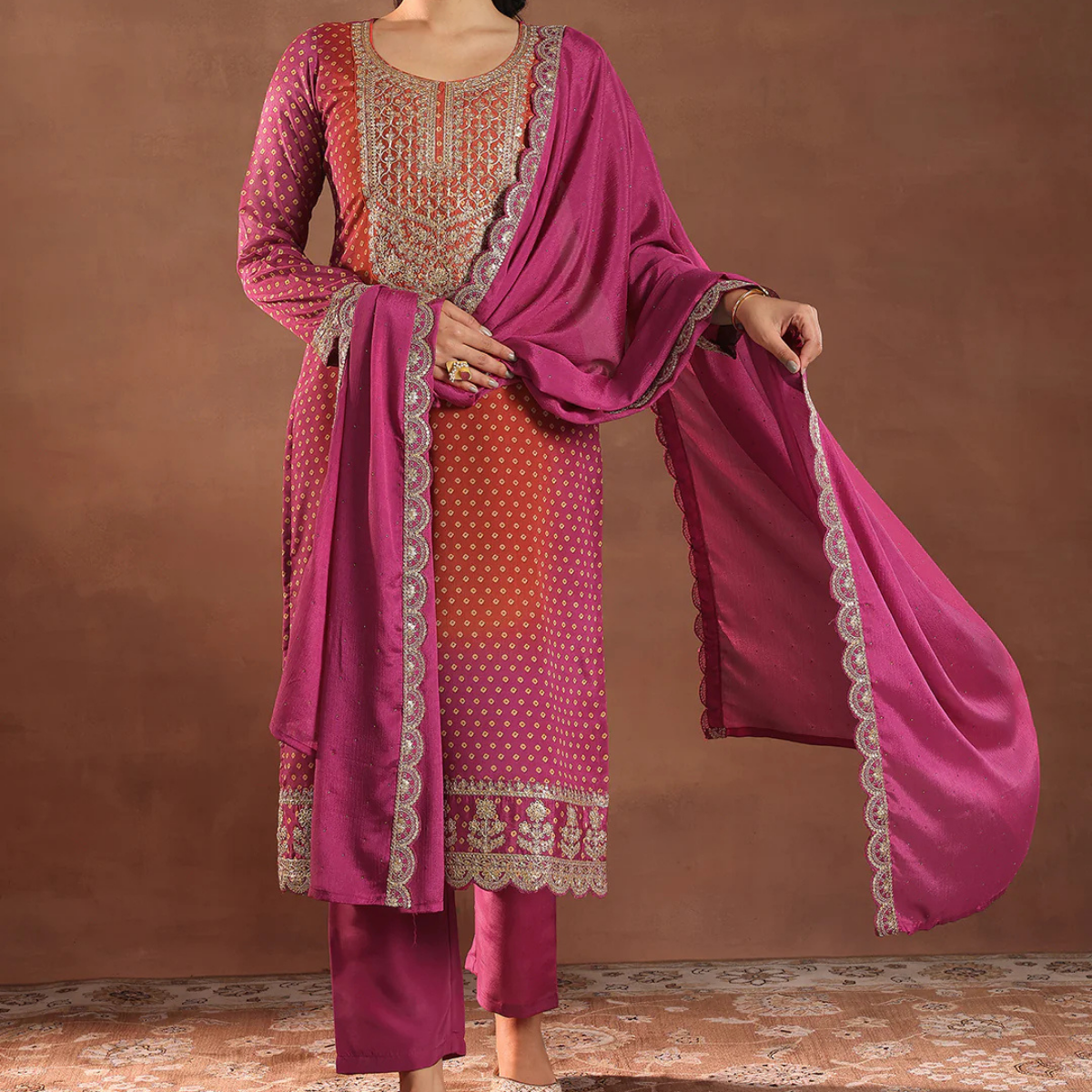 Pack of 3 | Elegant Silk Suit Set for Women | Festive & Party Wear |  SS-06