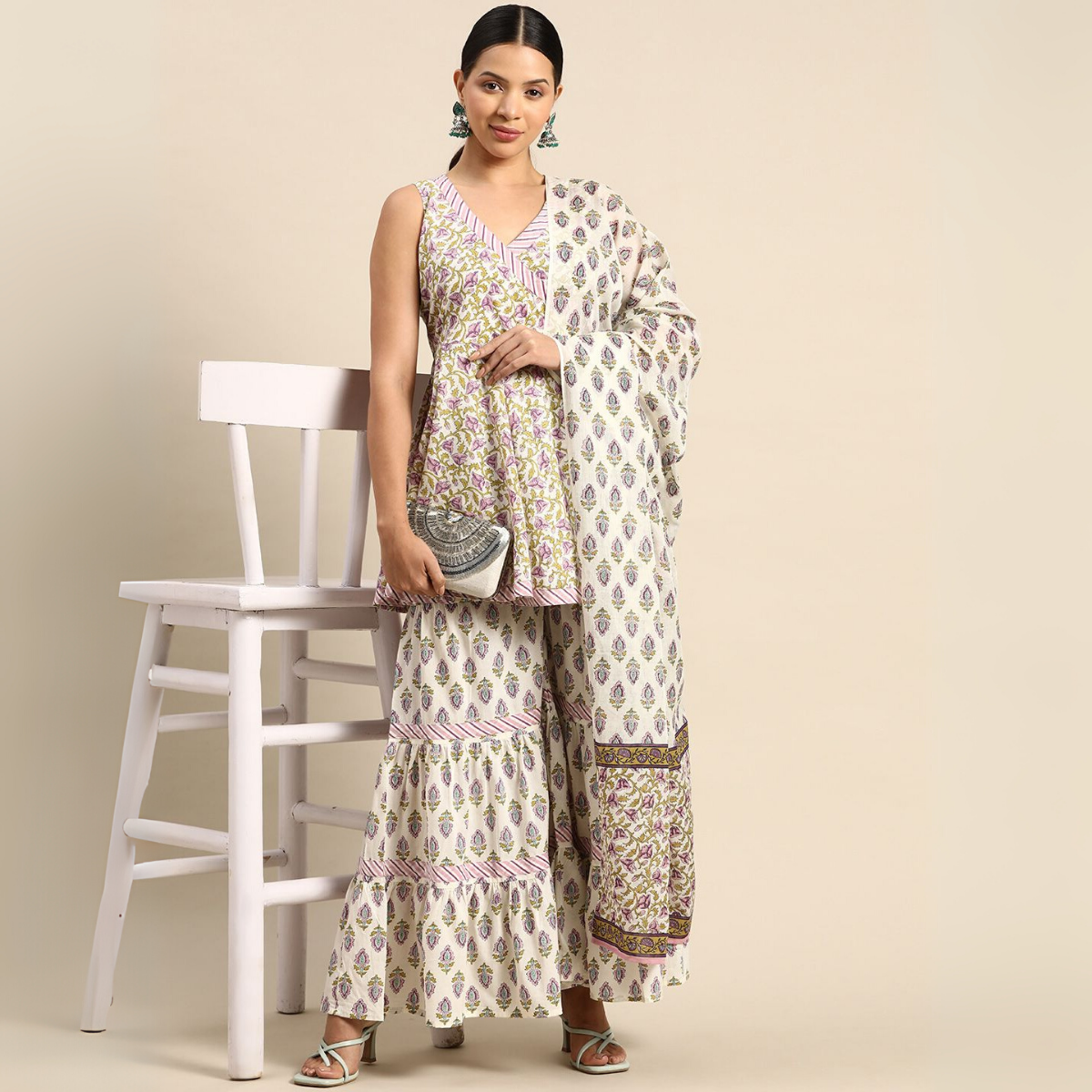 3-Piece Cotton Sharara Set with Dupatta for Women – Soft, Comfortable & Stylish Combo Pack | SD-01
