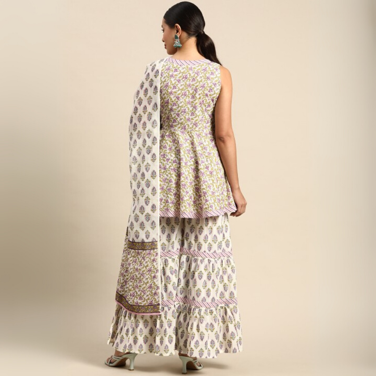 3-Piece Cotton Sharara Set with Dupatta for Women – Soft, Comfortable & Stylish Combo Pack | SD-08