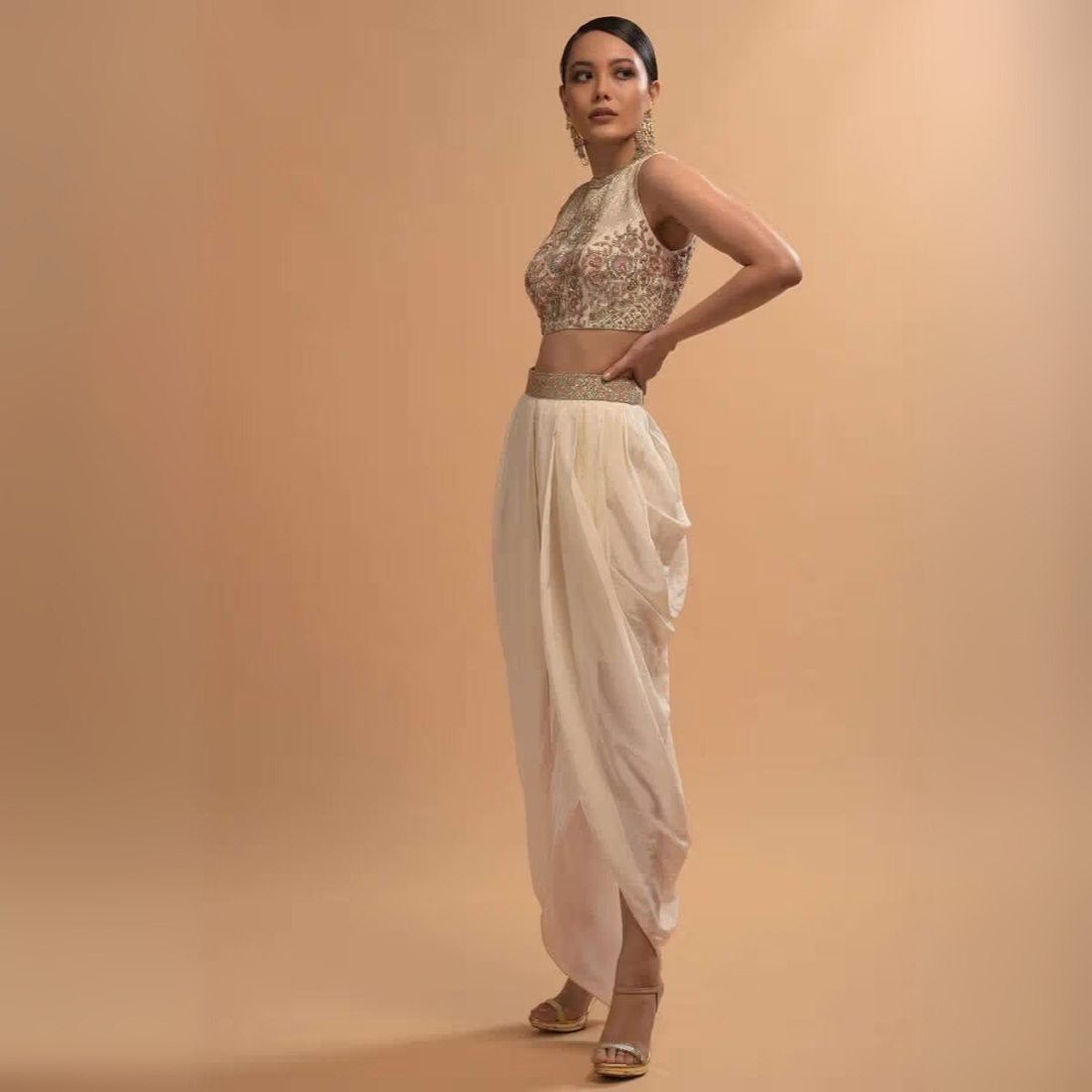 Elegant Indo-Western 3-Piece Combo | Jacket, Shrug, or Dupatta | IW-07