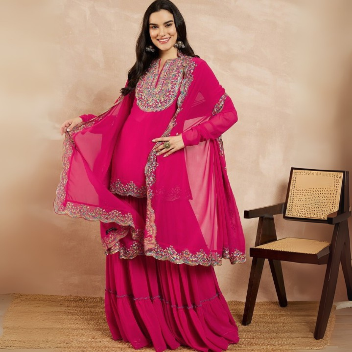 3-Piece Cotton Sharara Set with Dupatta for Women – Soft, Comfortable & Stylish Combo Pack | SD-12