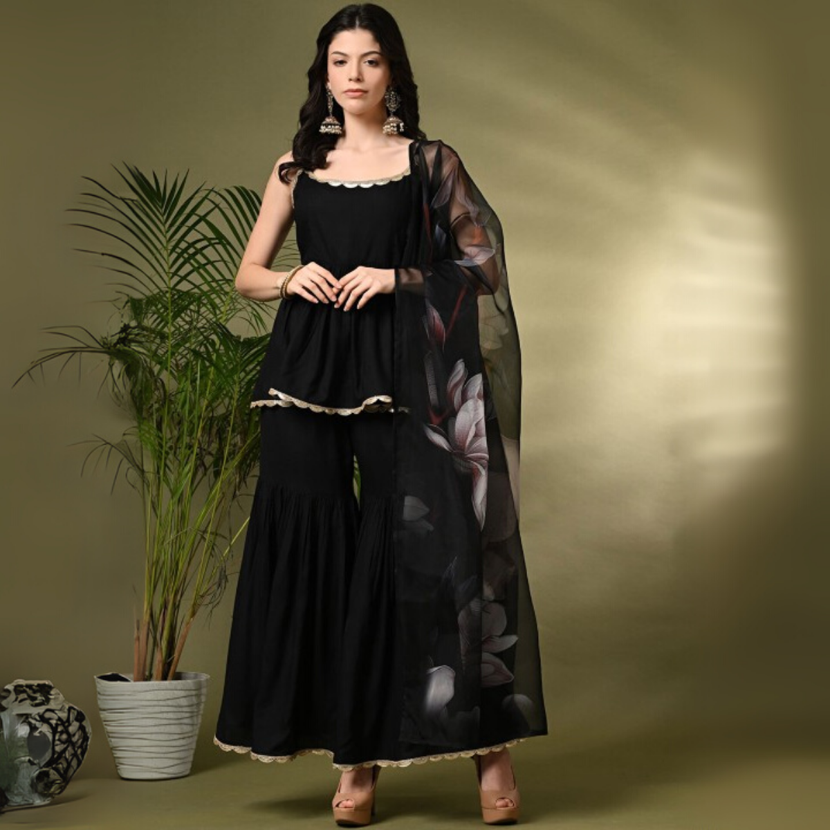 3-Piece Cotton Sharara Set with Dupatta for Women – Soft, Comfortable & Stylish Combo Pack | SD-08