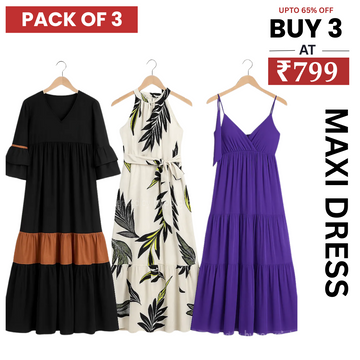 Women’s 3 Combo Maxi Dress Collection – Soft Wear Comfort & Style | MD-05
