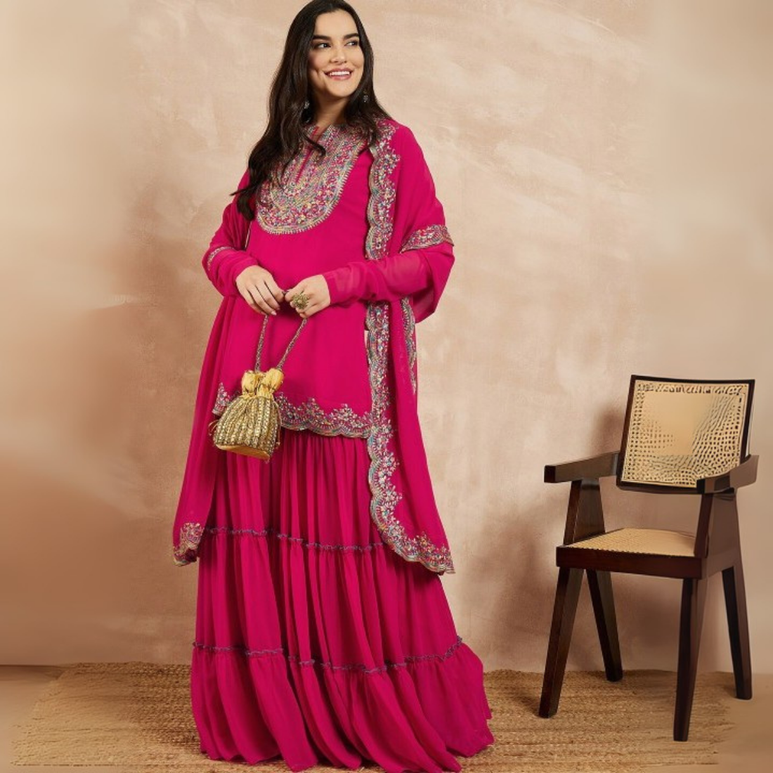 3-Piece Cotton Sharara Set with Dupatta for Women – Soft, Comfortable & Stylish Combo Pack | SD-12
