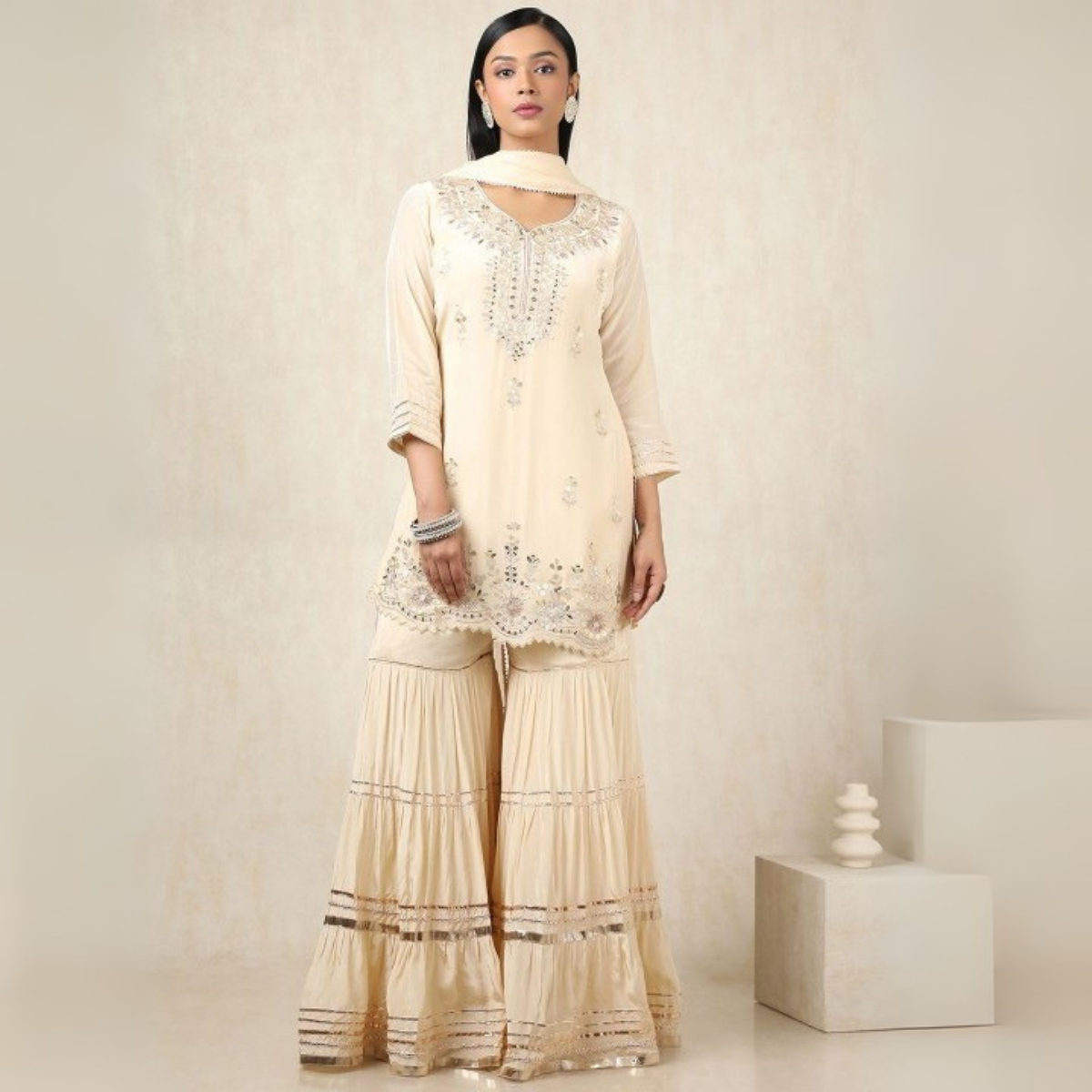 3-Piece Cotton Sharara Set with Dupatta for Women – Soft, Comfortable & Stylish Combo Pack | SD-12