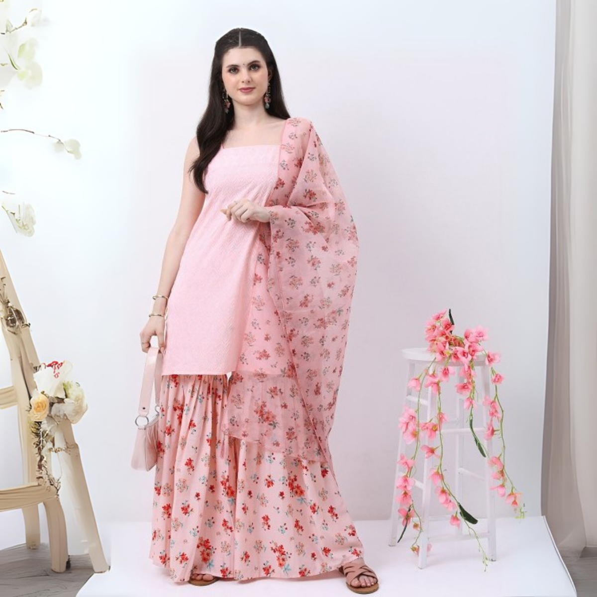 3-Piece Cotton Sharara Set with Dupatta for Women – Soft, Comfortable & Stylish Combo Pack | SD-07