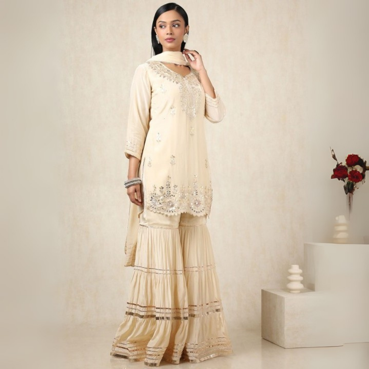 3-Piece Cotton Sharara Set with Dupatta for Women – Soft, Comfortable & Stylish Combo Pack | SD-12