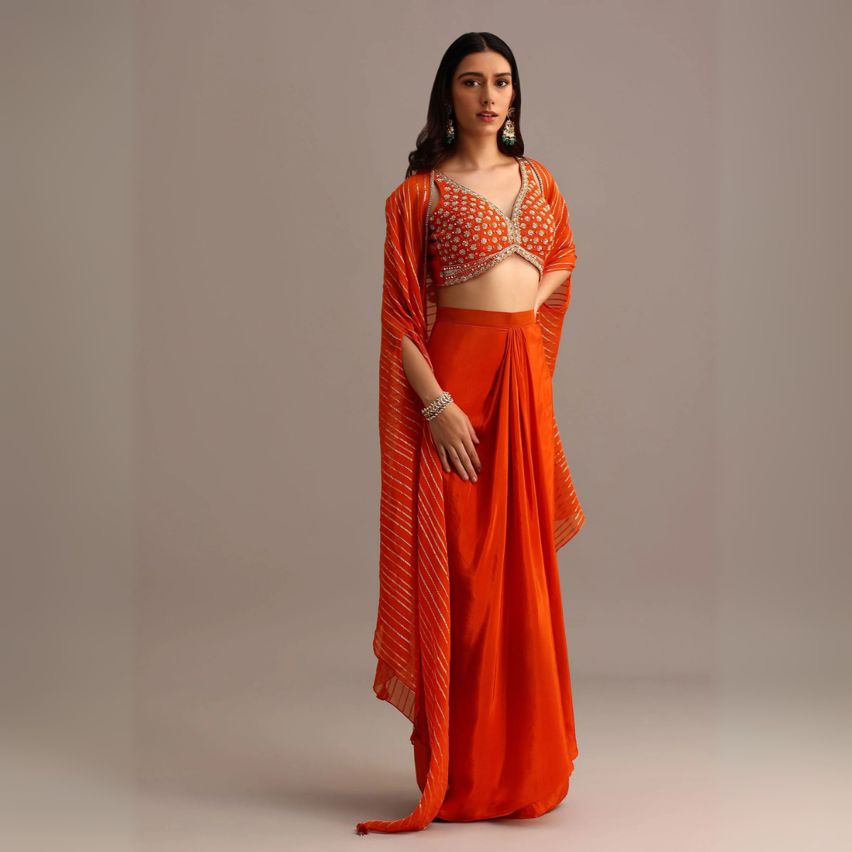 Elegant Indo-Western 3-Piece Combo | Jacket, Shrug, or Dupatta | IW-08