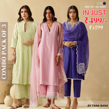 Celebrate Tradition with Our 3 Combo Festive Kurta Sets + Dupatta | FK-02