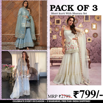 3-Piece Cotton Sharara Set with Dupatta for Women – Soft, Comfortable & Stylish Combo Pack | SD-14