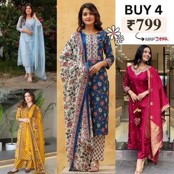 Pack of 4 Cotton Kurtis – Perfect for Every Occasion, Stylish and Comfortable! | COK-02