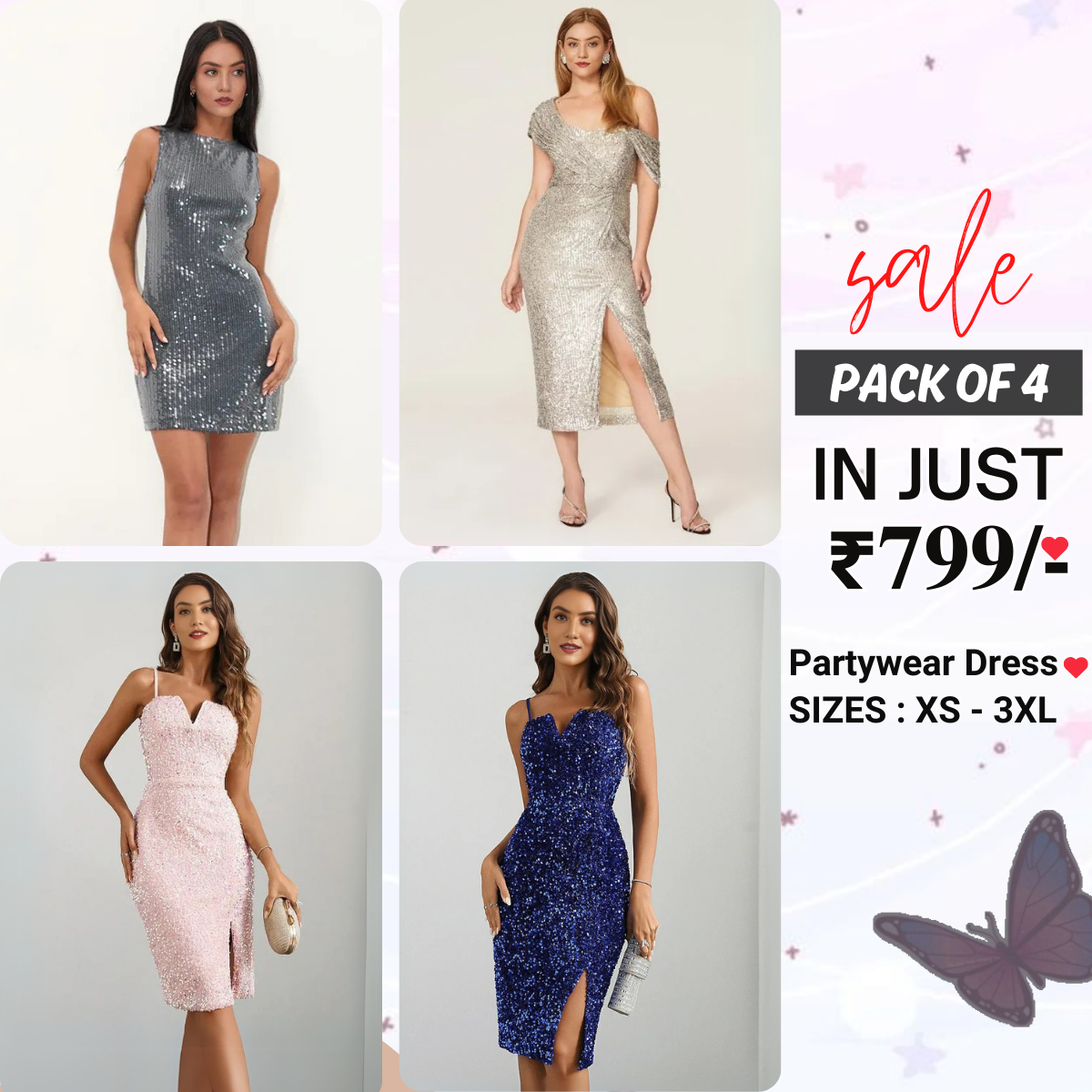 4-Piece Women’s Party Dress Combo Glam Up Every Occasion | PD-02