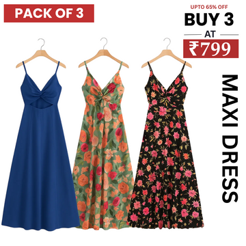 Women’s 3 Combo Maxi Dress Collection – Soft Wear Comfort & Style | MD-06