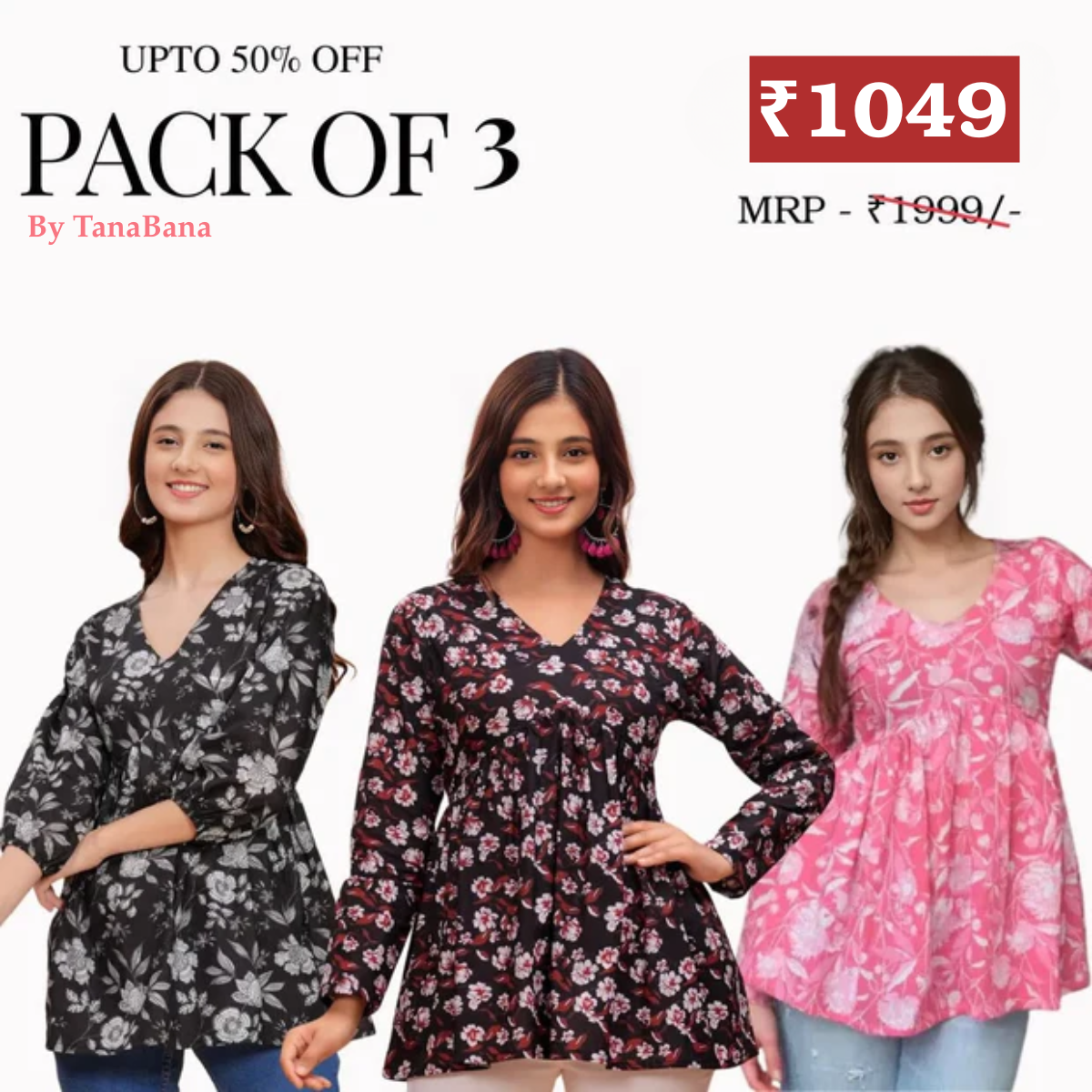 3 Floral Kurtis in one perfect combo |  soft, classic, and effortlessly stylish | SC-02