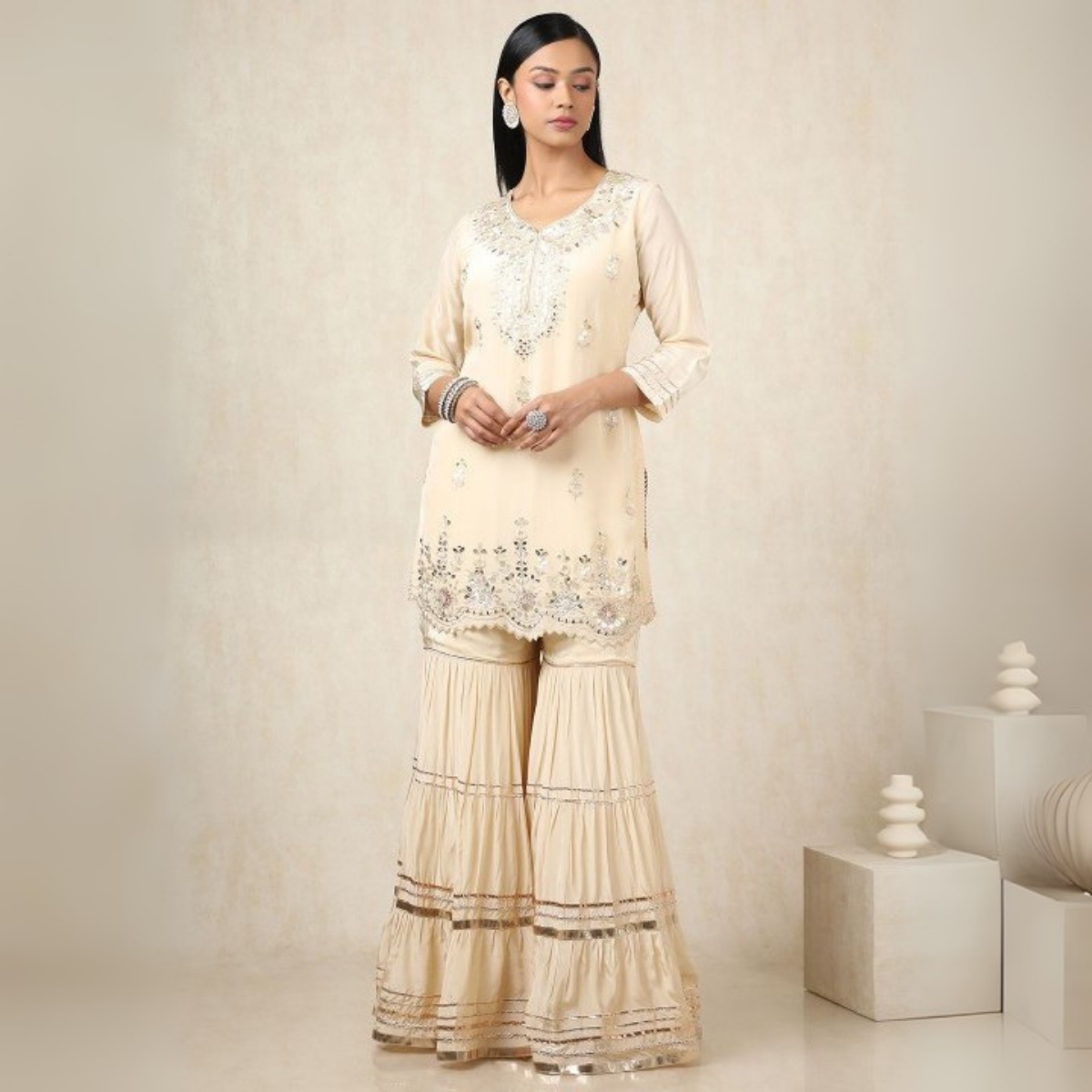3-Piece Cotton Sharara Set with Dupatta for Women – Soft, Comfortable & Stylish Combo Pack | SD-12