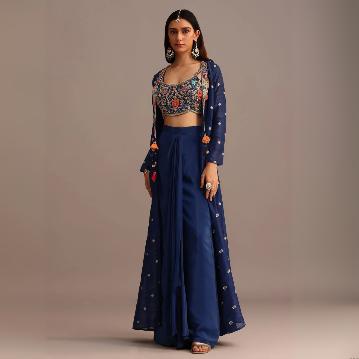 Elegant Indo-Western 3-Piece Combo | Jacket, Shrug, or Dupatta | IW-08