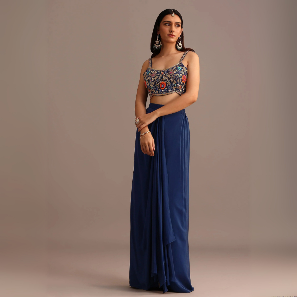 Elegant Indo-Western 3-Piece Combo | Jacket, Shrug, or Dupatta | IW-08